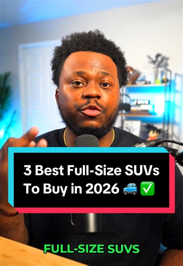 3 Best Full-Size SUVs To Buy in 2026 🚙✅ If you’re shopping for a full-size SUV in 2026, these are the ones that actually make sense long-term. This list is based on reliability, resale value, long-term ownership costs, and real-world data from 2024–2025 💰 Comment “BANK” or click the link in my bio for my top high-yield savings account picks 🏦 #carbuyingtips #carshopping #carfinance #personalfinance #carsoftiktokcontest