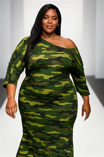 Plus-size Hand-made Camouflage Maxi Dress With Side Ruching - Etsy