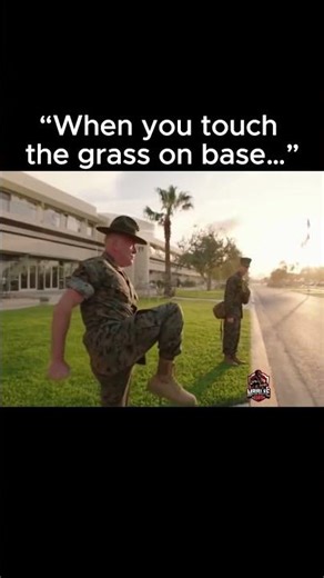 Even the grass is at parade rest 🌿😂 There are two things you never do: skip PT and step on the grass