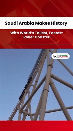 Middle East Bulletin on Instagram: "The world’s tallest, fastest and longest roller coaster — Falcon’s Flight — has officially opened at Six Flags Qiddiya City near Riyadh. The ride soars up to ~640 ft, blasts riders at ~155 mph and stretches over 2.6 miles of track, setting new global records and redefining thrill rides! Located in the brand-new Six Flags park — the first outside North America — Falcon’s Flight is the centerpiece attraction of this mega entertainment destination. . . #FalconsFl