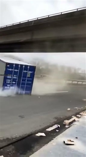 Shipping Container Falls From Overpass, Slides Into Parked Car 📦❄️