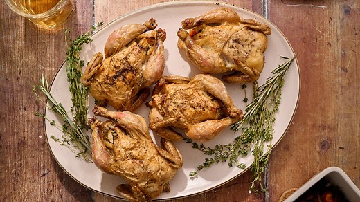 Wild Rice-Stuffed Cornish Hens Recipe - Tasting Table