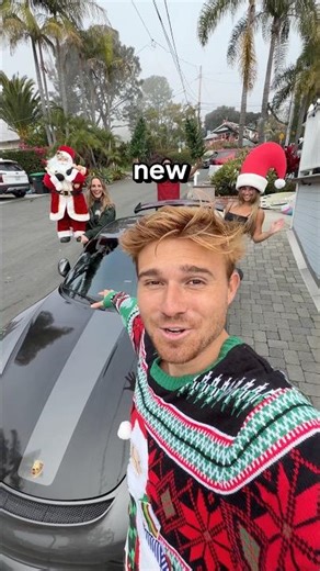 COVERING my new Porsche in Christmas lights! 👀🎄