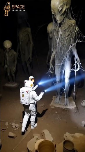 Astronaut Discovers a Cave Full of Alien Statues 😳👽 #MoonMystery #AlienRuins #SpaceExploration
