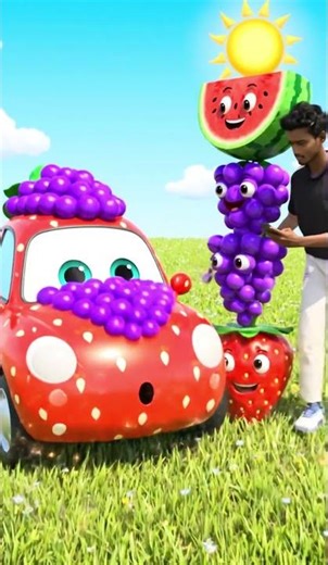 🍓 Strawberry Car aur Magical Fruit Tower! 🍇🍉 | Funny Fruit Animation