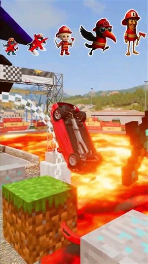 🚑😰🚒Big And Small Rescuers Italian Brainrot Characters vs Minecraft Bridge! #italianbrainrot #beamng