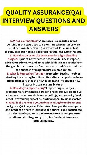 Quality Assurance (QA) Interview Questions and Answers | Ace Your Interview