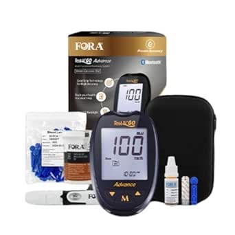 FORA Test N’GO Advance Diabetes Testing Kit – Accurate Blood Glucose Monitor, Bluetooth Sync, 50 Test Strips & 50 Lancets, All-in-One Home Care Solution