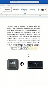 Další parádní trik na úsporu času ve Wordu, který se ti bude hodit! Mažeš text pomocí klávesy Backspace a štve tě, jak to jde pomalu znak po znaku? 🤯 Tak to zkus jinak! 👉 Když podržíš CTRL Backspace, smažeš rovnou celá slova. 🧹 Jednoduché, rychlé a extrémně návykové. 🔥 💬 Líbilo se ti moje video? Nezapomeň sledovat můj profil, ať ti neutečou další super tipy na zrychlení práce! #word #klavesovezkratky #usetricas #jandedic #officehacks #produktivitavpraci #wordtriky | Jan Dědič