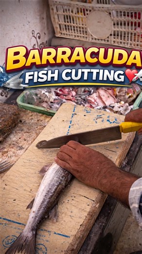 BARRACUDA FISH CUTTING 🔪🔥 Clean Slices Like a Pro 😎🐟 #shorts