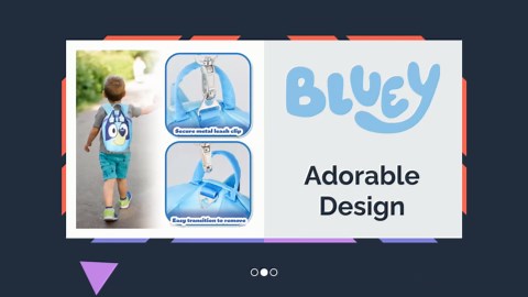 Bluey Backpack with Toddler Safety Harness for Kids Daycare Bag Backpack with Leash Preschool Outdoor Travel Gifts for Kids (Blue)