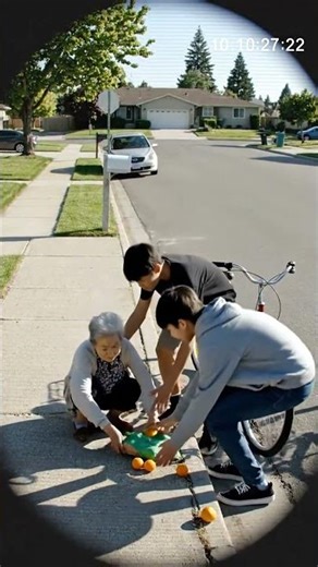Elderly Woman Falls on Sidewalk Teenagers Rush In to Help | Heartwarming CCTV-Style Scene