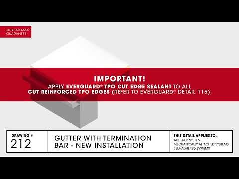Gutter with Termination Bar Installation Details | TPO Commercial Roofing | GAF Drawing 212