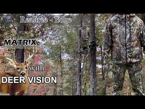 Realtree Edge with simulated deer vision on 14 Backgrounds.