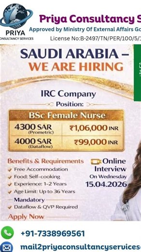 Hiring for Saudi Arabia 🇸🇦 Nurses with prometric...WhatsApp number-7338969561#madurai #job #Saudi