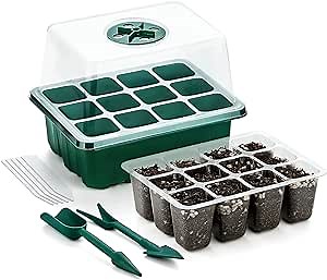 10 Pack Seed Starter Trays Seed Starter Kit with 120 Total Cells Reusable Plant Germination Trays Mini Greenhouse Germination Kit for Seeds Growing