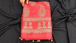 19K views · 1.2K reactions | Jhumka design on red tussar silk saree❤❤...