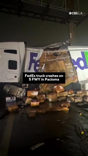 CBS LA on Instagram: "All lanes of the northbound 5 Freeway in San Fernando are closed after a FedEx semi-truck crash on Wednesday morning. A Sig Alert has been issued for the freeway south of the 118 Freeway and the Brand Boulevard exit. Traffic delays are backed up to Van Nuys Boulevard. #fedex #package"