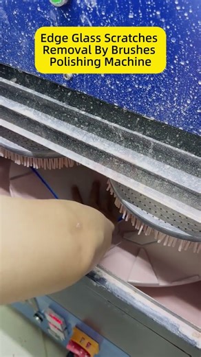 Brush polisher removes scratches from glass edges#scratch #repair #polish