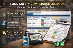 Food Safety Compliance Logbook | Temp Log Sanitizer PPM Corrective Actions | HACCP | Excel & Google Sheets - Etsy Canada