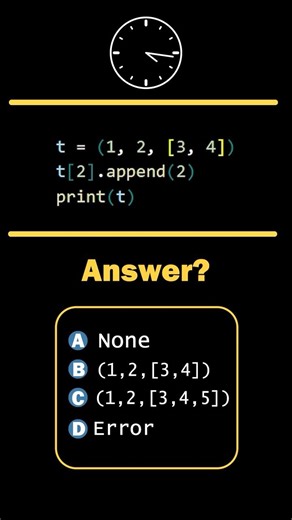 Wait… Isn’t Tuple Immutable? 😳 | Python Quiz 11 #shorts