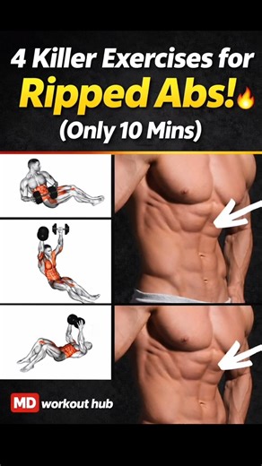 4 Killer Exercises for Ripped Abs!🔥 #absworkout #coreworkout #fitness #sixpackabs