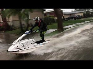Jet Skier Takes to Flooded Streets
