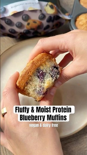 Vegan Blueberry Lemon Protein Muffins - Soft & Fluffy | Dairy & Egg Free Recipe