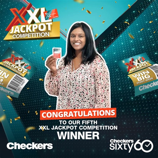 🎉 Congratulations to Roja Nydoo 🥳 Your winning code: 8UHCP6 has made you our fifth #XXLJackpotCompetition winner 🤑 There’s still 1 more chance to win XXL. You could be next! | Checkers