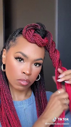 Red Ombre Box Braids Tutorial and Hairstyles