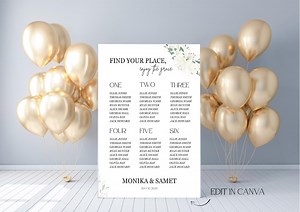 Wedding Seating Chart Template – Editable Canva Seating Plan – Printable Wedding Sign – DIY Table Chart – Instant Download - Etsy Australia