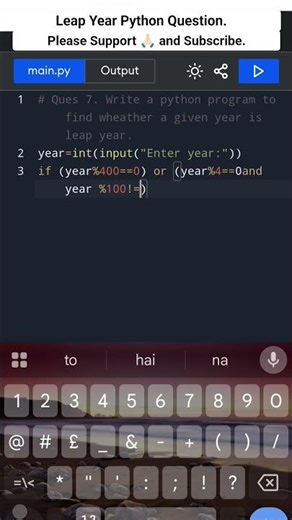 To check a year is leap year or not in python program. | [Python programming Questions]