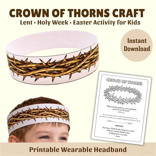 Crown of Thorns Craft: Printable Headband for Kids (PDF Download) - Etsy