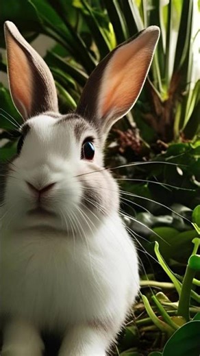 Cute Bunny Exploring a Jungle of Houseplants | Indoor Garden Adventure