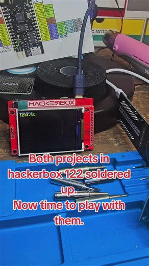 Both hackerbox 122 projects are soldered up and ready to be played with. I'll probably add a tft to the camera project. #hackerbox #esp32 #ekg #electronicproject #ov7670