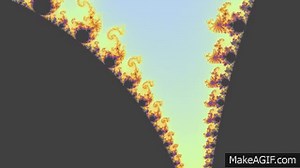 Mandelbrot set zoom video with varied shapes on Make a GIF