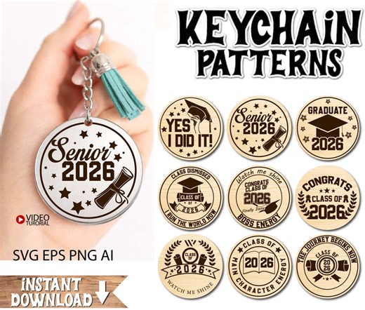 Senior 2026 Keychain SVG Bundle, Graduation Patterns (digital Download) - Etsy Canada