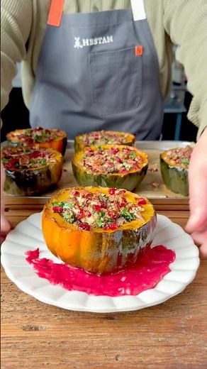 Turkey Quinoa Stuffed Acorn Squash with Cranberries & Pecans