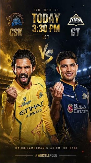CSK 🆚 GT Clash Today 🔥 3:30 PM Showdown at Chepauk! #ipl2026 #ytshorts #cricket #ipl
