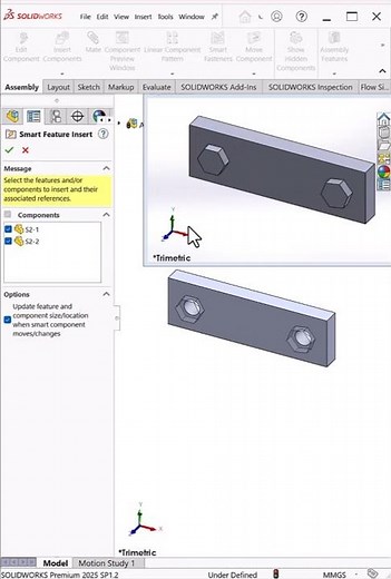 Smart Components in SolidWorks 🤯 Auto Features in 1 Click! #shortsfeed
