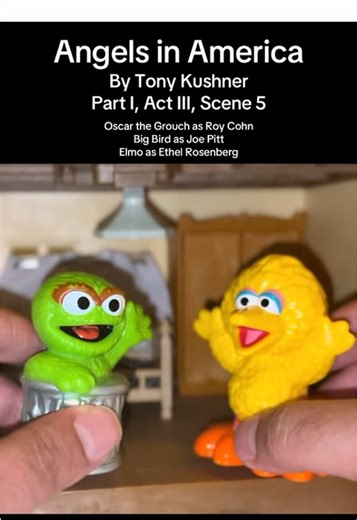 Here’s one of my favorites I’ve done so far: Oscar the Grouch as Roy Cohn in Tony Kushner’s masterpiece Angels in America. Enjoy! #sesamestreet #theatre #angelsinamerica #elmo #oscarthegrouch