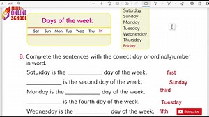 Class 4 | English for Today |Unit 12 | Lessons 1-2 |😊 Days of the Week For more educational videos, visit our official youtube channel: https://youtube.com/c/mininonlineschool | Mini Online Skills