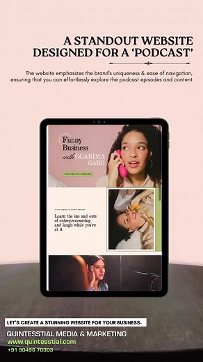 NEW WEBSITE DESIGNWe had a lot of fun designing this interactive responsive & modern website designed carefully for a business podcast. With a warm color scheme and a clean layout, the website has a functional menu and a clear call to action.Ready to launch your own remarkable website? Don’t wait, call us now to get started and make your podcast shining.#quintesstial #qmm #website #websitedesign #digitalmarketing | Quintesstial Media & Marketing