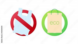 Say no to plastic bags poster. The campaign to reduce the use of plastic bags to put. Motion graphics