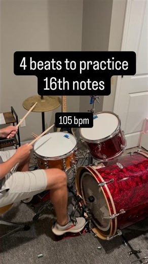 Entry level 16th note drum beats for some drumming ideas #drumlessons #drummethod #drumpractice
