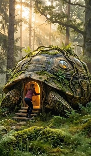 Would you hide inside this unique jungle shelter? 🦏🐢🏡