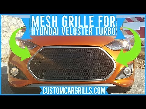 Hyundai Veloster Turbo Brickless Mesh Grill Installation How-To by customcargrills.com