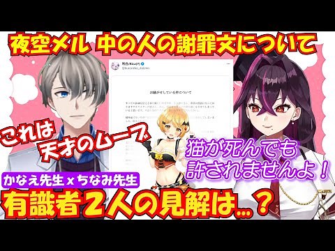 【毒ヶ衣ちなみ】夜空メル 中の人の謝罪文についてこの２人が語る 【かなえ先生コラボ 切り抜き】