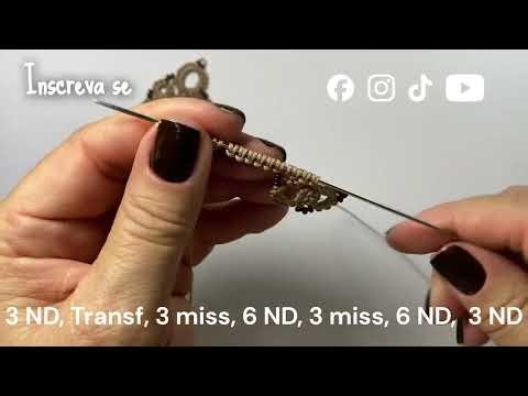 Frivolité passo a passo, Frivolité para iniciciantes, Frivolité de agulha, Brinco de Frivolite