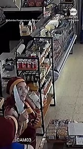 223K views · 2.2K reactions | Surveillance footage from Argentina shows a would-be robber armed with a knife retreat toward the exit after noticing a store employee with a much larger knife. No one was hurt in the incident. https://abcnews.visitlink.me/XmVPQ4 | ABC News | Facebook